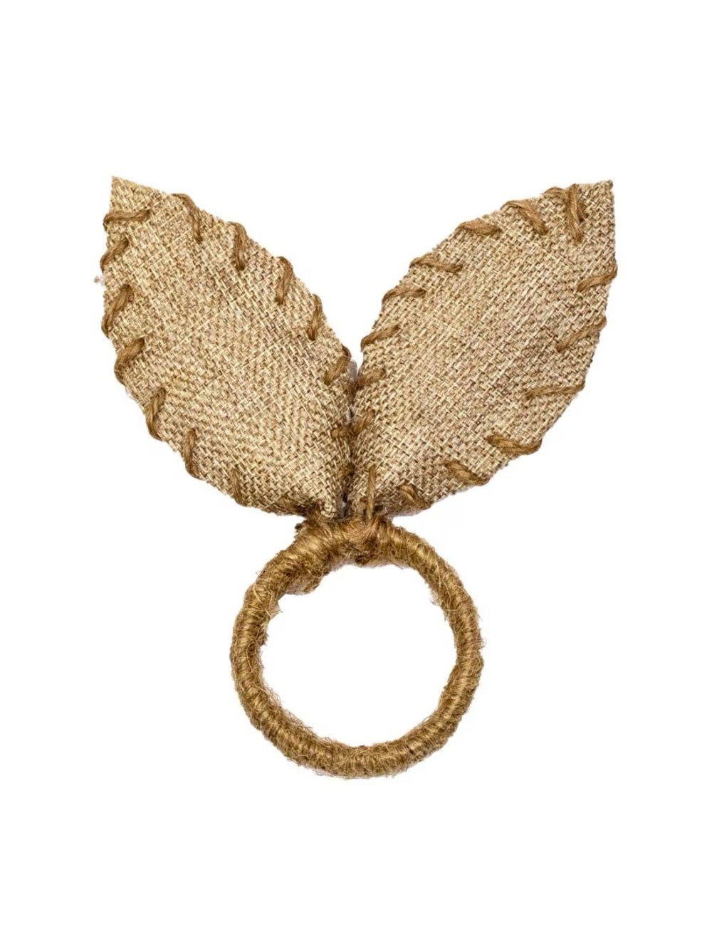 NWT The Royal Standard Bunny Ear Napkin Rings Set of 4, Natural Burlap